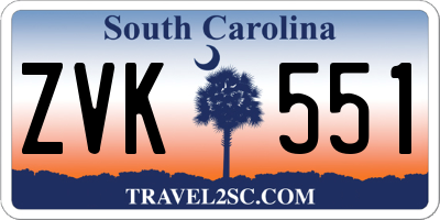 SC license plate ZVK551