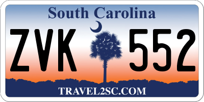 SC license plate ZVK552