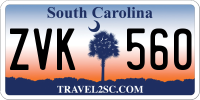 SC license plate ZVK560