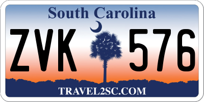 SC license plate ZVK576