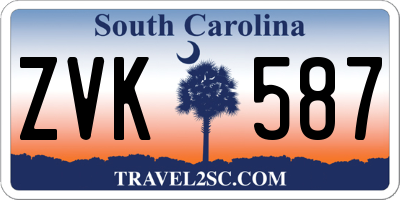 SC license plate ZVK587