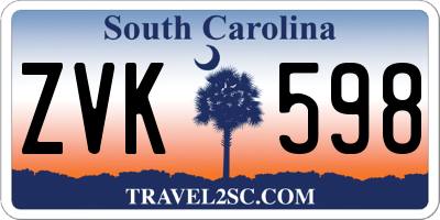 SC license plate ZVK598