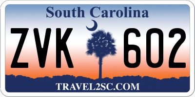 SC license plate ZVK602