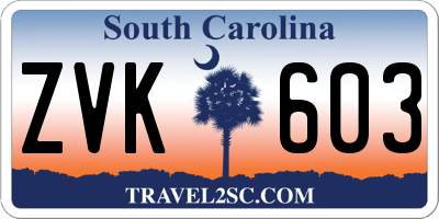 SC license plate ZVK603