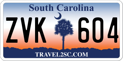 SC license plate ZVK604