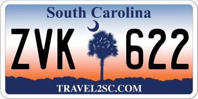 SC license plate ZVK622