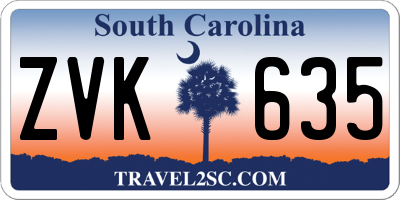 SC license plate ZVK635