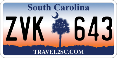 SC license plate ZVK643