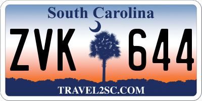 SC license plate ZVK644