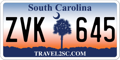 SC license plate ZVK645