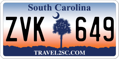 SC license plate ZVK649