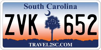 SC license plate ZVK652