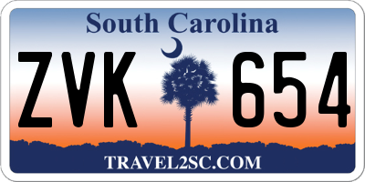 SC license plate ZVK654