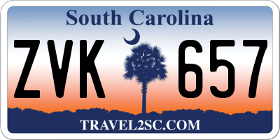 SC license plate ZVK657