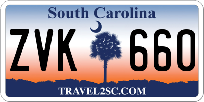 SC license plate ZVK660