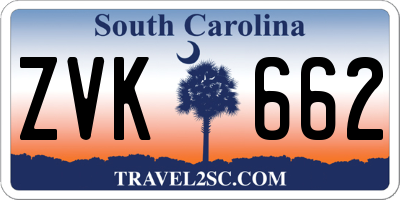 SC license plate ZVK662