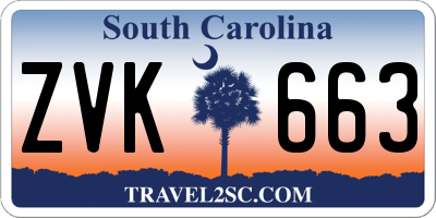 SC license plate ZVK663