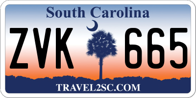 SC license plate ZVK665