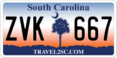 SC license plate ZVK667