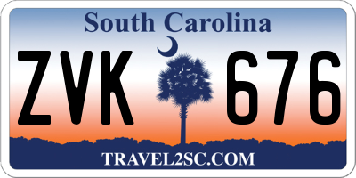 SC license plate ZVK676