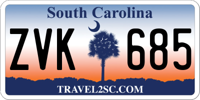 SC license plate ZVK685