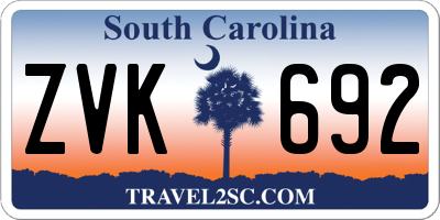SC license plate ZVK692