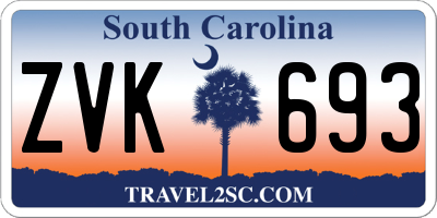 SC license plate ZVK693