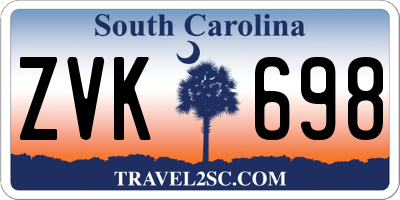 SC license plate ZVK698