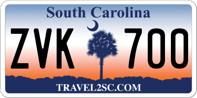 SC license plate ZVK700