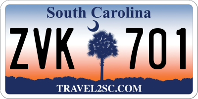 SC license plate ZVK701