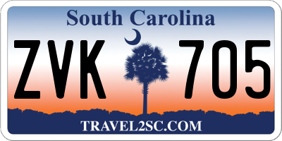 SC license plate ZVK705
