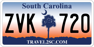 SC license plate ZVK720