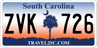SC license plate ZVK726