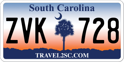 SC license plate ZVK728