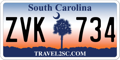 SC license plate ZVK734