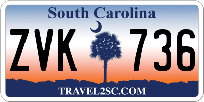 SC license plate ZVK736