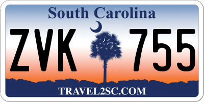 SC license plate ZVK755