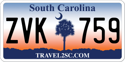 SC license plate ZVK759