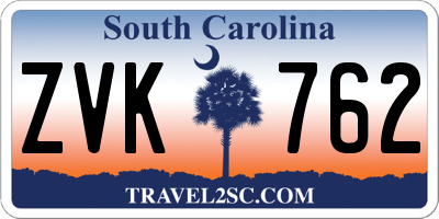 SC license plate ZVK762