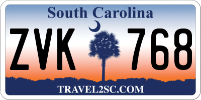 SC license plate ZVK768