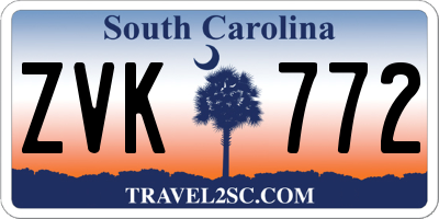 SC license plate ZVK772