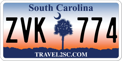 SC license plate ZVK774