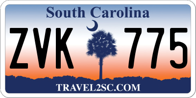 SC license plate ZVK775