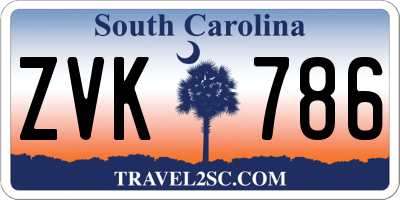SC license plate ZVK786