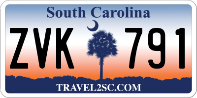 SC license plate ZVK791