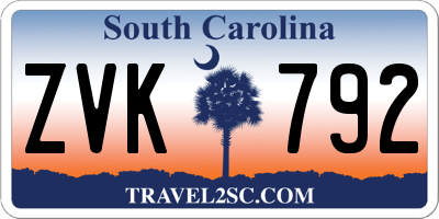 SC license plate ZVK792