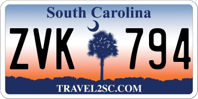 SC license plate ZVK794