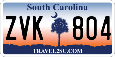 SC license plate ZVK804