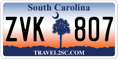 SC license plate ZVK807
