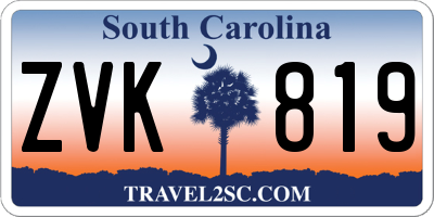 SC license plate ZVK819